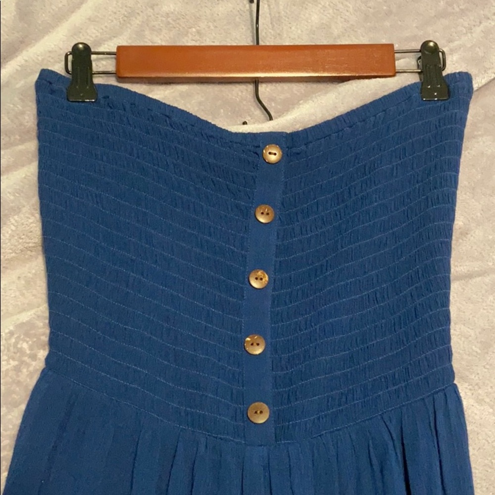 Express Strapless Blue Jumpsuit